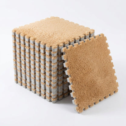 Plush Interlocking Carpet Tiles – 12 Foam Puzzle Mat Squares, 11.8 in, Hand-Washable