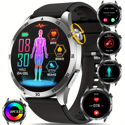 AMOLED Smartwatch – Multi-Sport Fitness Tracker with SOS, Voice Assistant & Long Battery for Android & iOS