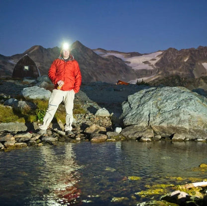 USB Rechargeable LED Headlamp – Bright Sensor-Activated Head Torch for Fishing, Hiking, Emergency Search, or Camping Adventure Use