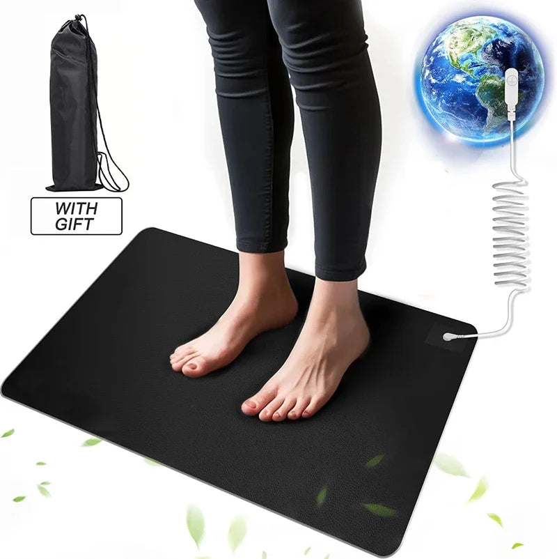 Earth Moon Grounding Energy Pad – Conductive Carbon Mat for Yoga, Static Reduction, Relaxation, and Inflammation Relief with Storage Bag