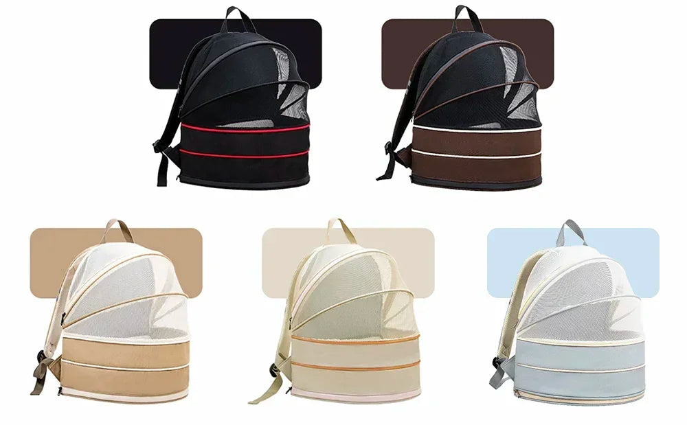Outdoor Breathable Pet Carrier Backpack – Expandable Mesh Shoulder Bag for Cats & Dogs, Portable Travel Cage for Hiking & Vet Visits