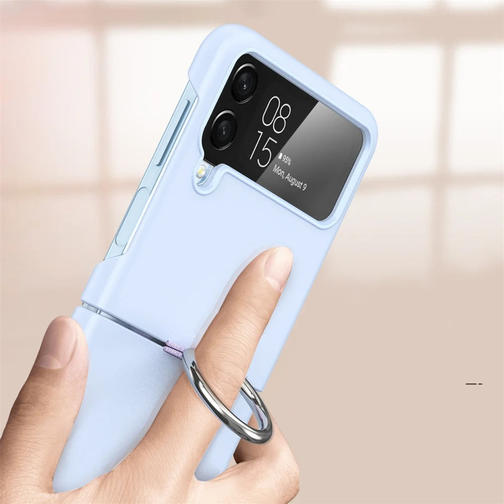 Luxury Matte PC Armor Finger Ring Grip Case for Samsung Galaxy Z Flip Series – Shockproof, Stylish, and Secure Grip Protection