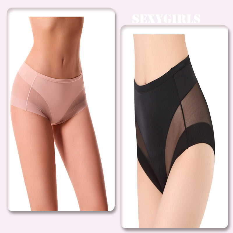 Mid-Waist Breathable Women’s Briefs – Hip-Lifting Transparent Mesh Corset Panties in Ice Silk for All-Day Comfort and Flattering Waistline Support