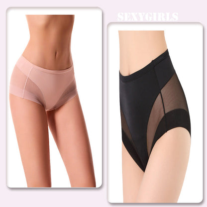Mid-Waist Breathable Women’s Briefs – Hip-Lifting Transparent Mesh Corset Panties in Ice Silk for All-Day Comfort and Flattering Waistline Support