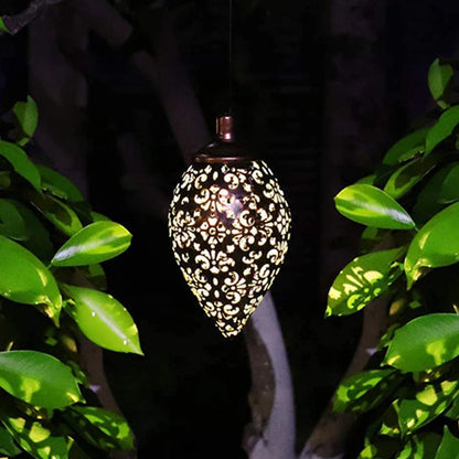 Solar Outdoor Hanging Lantern Lights – Waterproof Iron Art Decorative Lamps with Sensor Projection for Garden Decor