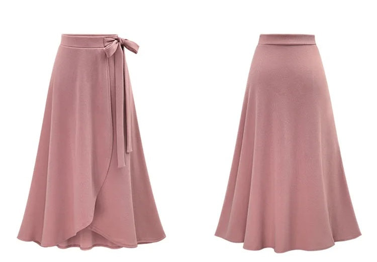 Winter Warm Irregular A-Line Skirt - Cozy Medium-Long Elastic Waist Skirt for Feminine, Slim Fit Street Fashion Appeal