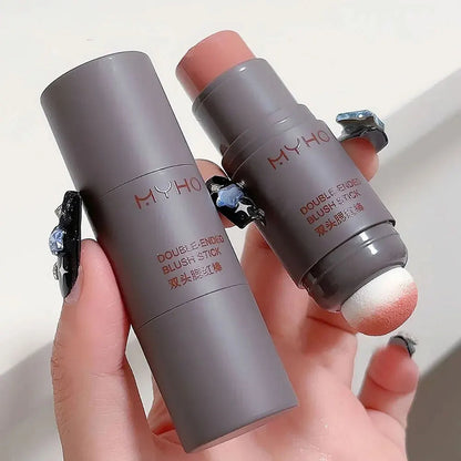 Double-Ended Blush Stick – Long-Lasting Natural Matte Cream Rouge for Monochrome Makeup Looks with Seamless, Smooth Color Blending