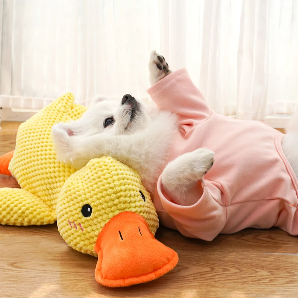 Plush Duck Chew Toy – Squeaky & Bite-Resistant for Calming Puppies & Teething Relief