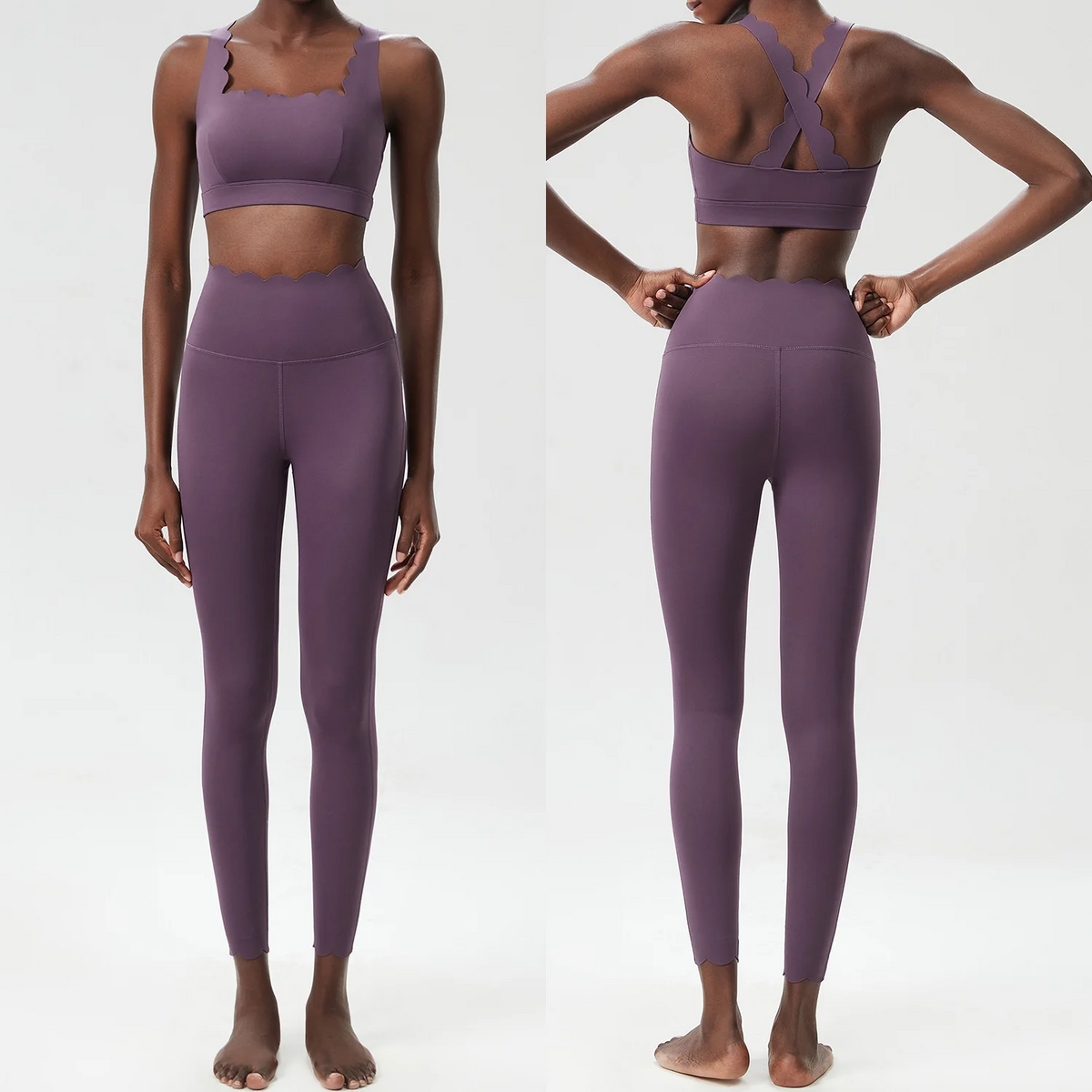Women’s Solid Color Gym Yoga Set – Breathable Two-Piece Yoga Suit with Stretch Slim Fit Design for Ultimate Comfort and Flexibility