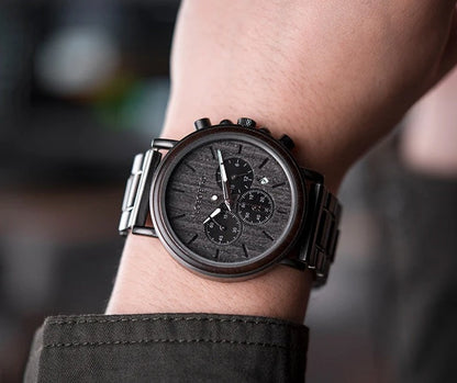 Wooden Men’s Watch Relogio Masculino – Stylish Chronograph Military Timepiece in Gift Box, Eco-Friendly Design for Everyday Elegance