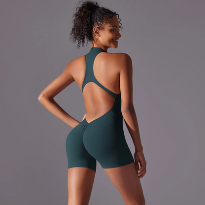 Seamless Yoga Jumpsuit – Sculpting One-Piece Fitness Wear with Hip-Lifting, Beauty Back Design, and a Barely-There Nude Feel Fit