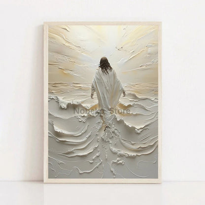 Modern Christian Jesus Poster - Inspirational Bible Verse Canvas Wall Art for Living Room Faith Decor & Religious Gift