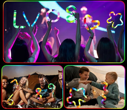 LED Flash Tube Sensory Toy – Set of 3/6/12/18 PCS Corrugated Plastic Squeeze Stress-Relief Tubes for Kids and Adults with Autism Support