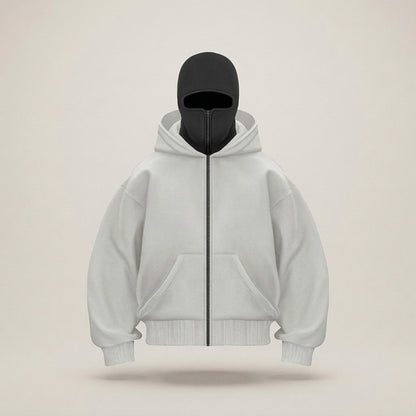 Men's Winter Balaclava Zip Hoodie – Warm Hooded Sweatshirt with Built-In Face Mask for Outdoor Adventures