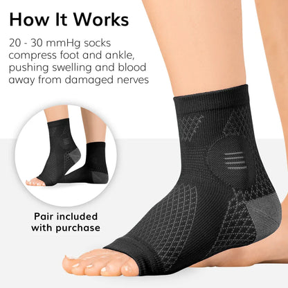 Neuropathy Socks | Compression Toeless Foot Pain Relief Sleeves for Diabetics and Peripheral Treatment (Pair)