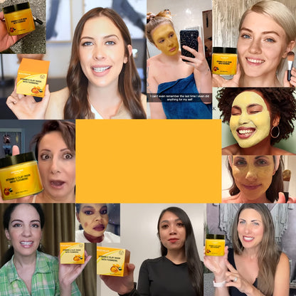 Turmeric Vitamin C Clay Face Mask – Deep Cleansing Kaolin Formula with Aloe Vera for Brightening and Evening Skin Tone