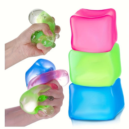 Squishy Fidget Stress Cubes – 3-Pack Colorful Gel Snowflake Squeeze Toys for Kids & Adults, Anxiety Relief Fidget Set
