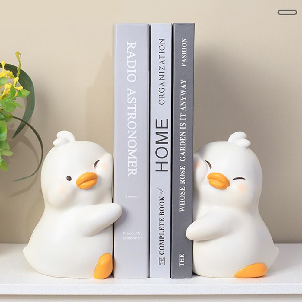 Hug Duck Bookends – 2pcs. Heavy-Duty Resin Animal Book Stoppers