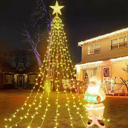 Star Waterfall Christmas Light – USB Fairy Curtain with 8 Modes for Indoor Holiday Parties, Windows & Courtyard Decor