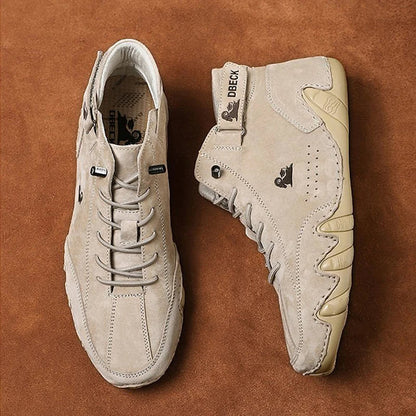 Men’s Casual Luxury Suede Leather Walking Boots – High-Top Roman-Style Sneakers for Motorcycle, Outdoor Fashion & Durable Comfort