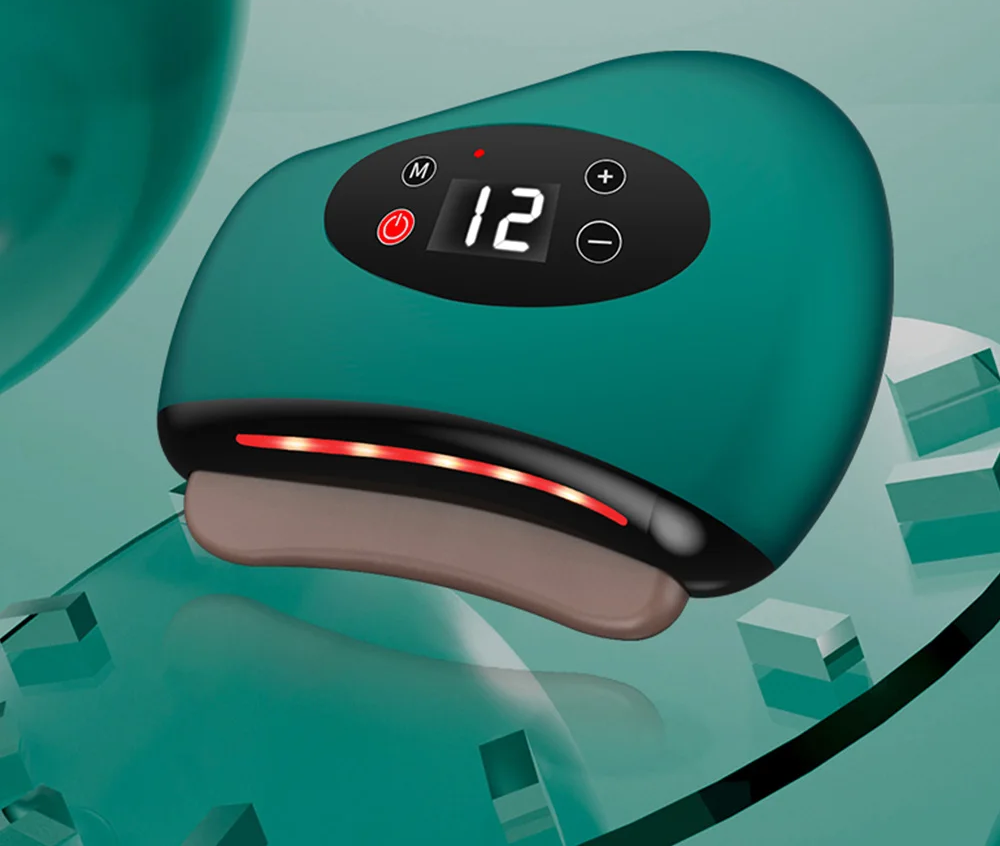 Electric Hot Compress Guasha Massager – 9/12 Gear Facial & Body Scraping Tool