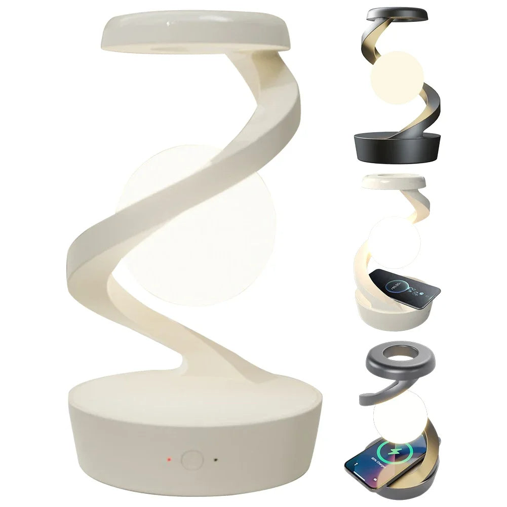 Levitating Moon Lamp – 3D Floating LED Light with Wireless Charging & RGB Glow