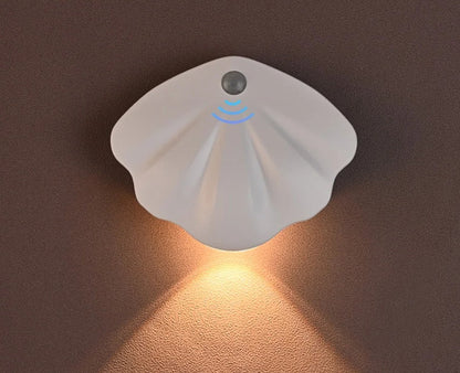 Smart Mini Induction Magnetic LED Wall Shell Lamp – Rechargeable Motion Sensor Light with Tricolor Glow