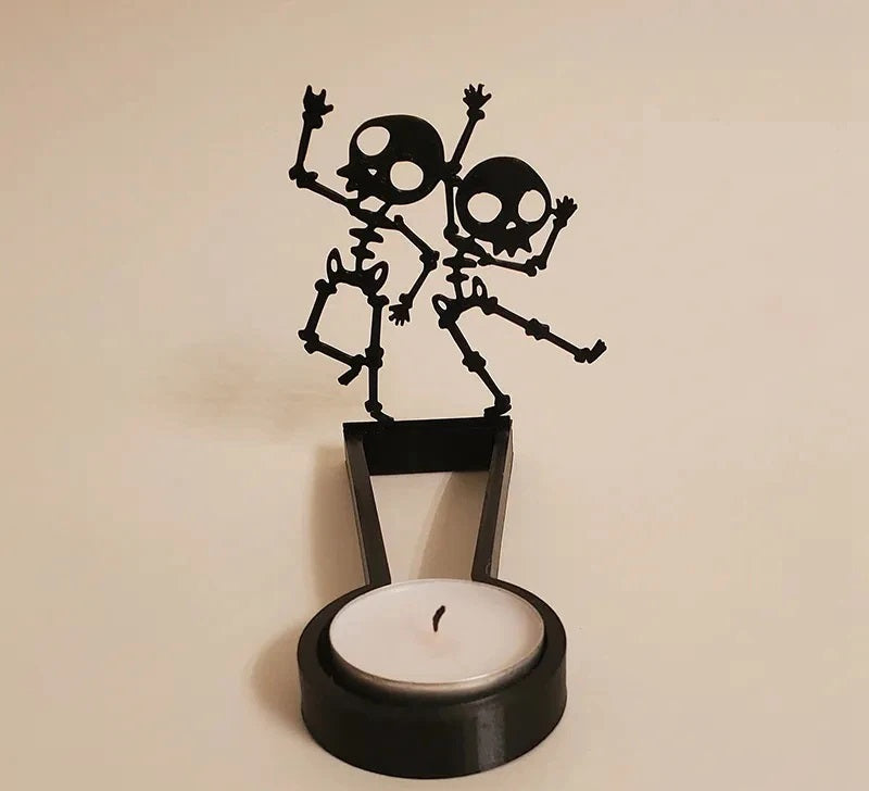 Halloween Decorative Candle Holder – Scary Resin Candlestick Ornament Desk Accessory for Haunted Room Ambiance and Festival Party Décor