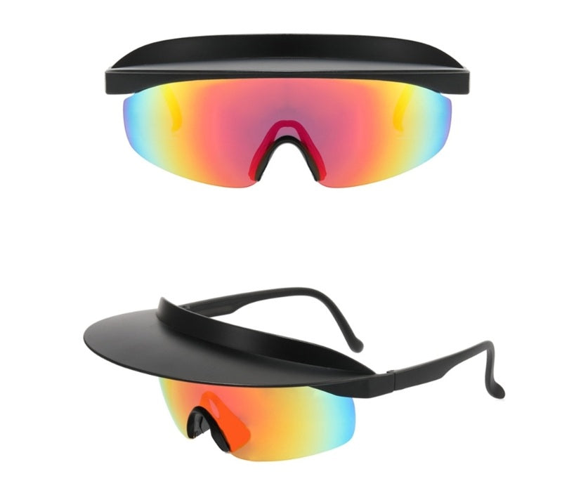 Sunglasses with Built-in Visor – Windproof Cycling Eyewear Shade for Outdoor Adventures, Stylish Sun Protection for Riders