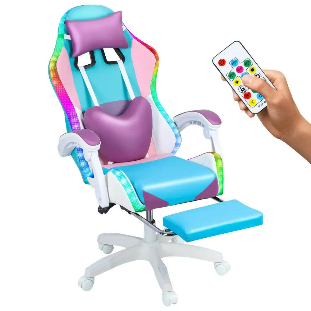 RGB Gaming Chair with Massage & Footrest – Adjustable LED Computer Chair for Gamers