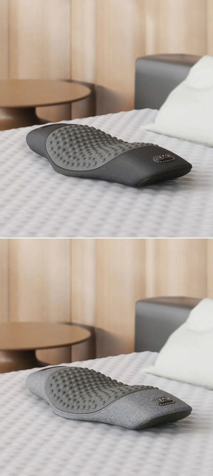 Lumbar Support Massage Pillow – Ergonomic Electric Waist Cushion with Heat and Vibration for Back Relief, Relaxation, and Daily Comfort