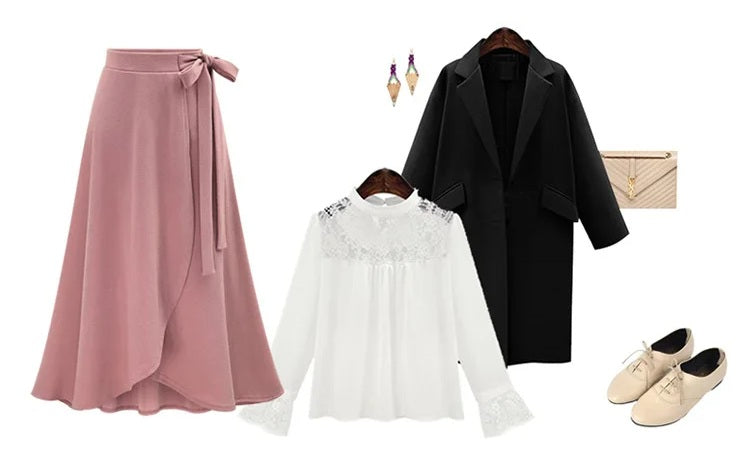 Winter Warm Irregular A-Line Skirt - Cozy Medium-Long Elastic Waist Skirt for Feminine, Slim Fit Street Fashion Appeal