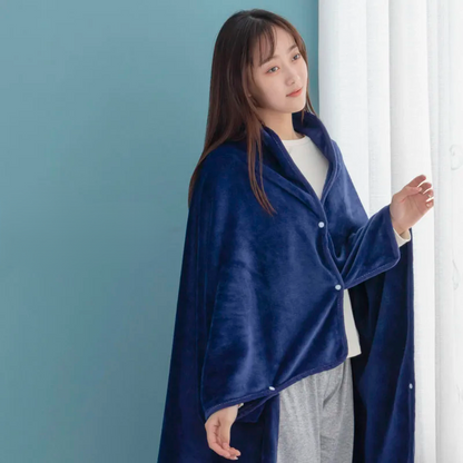 Winter Warm Flannel Hooded Shawl Blanket – Plush & Warm for TV, Office, or Outdoor Comfort for Adults and Kids