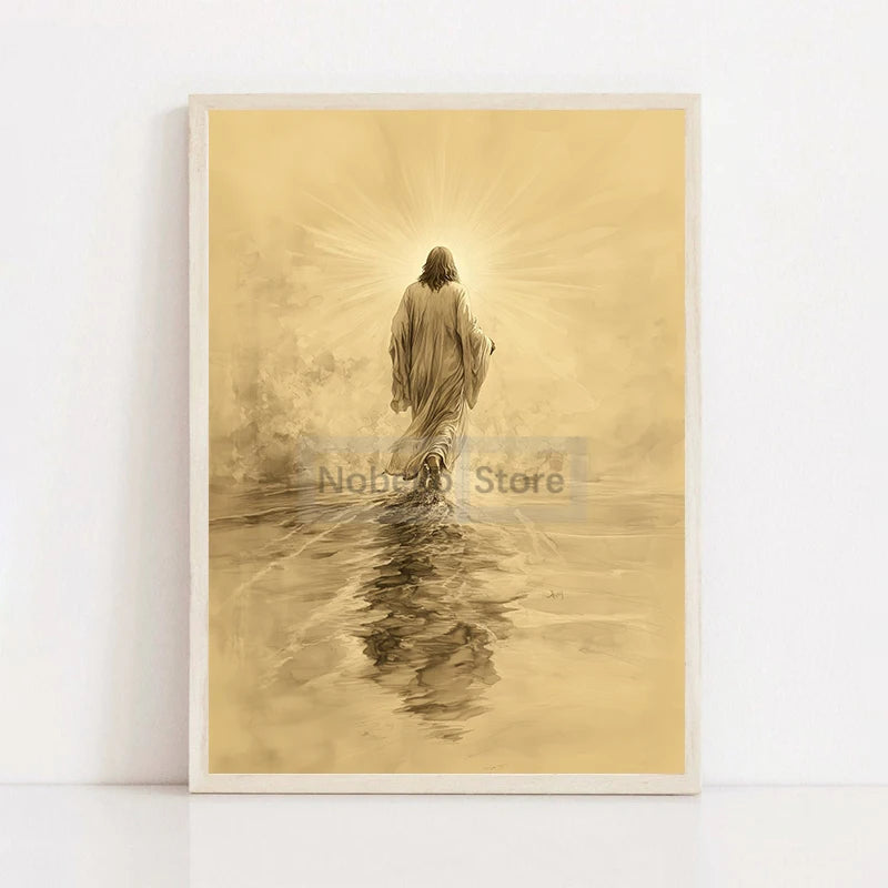 Modern Christian Jesus Poster - Inspirational Bible Verse Canvas Wall Art for Living Room Faith Decor & Religious Gift