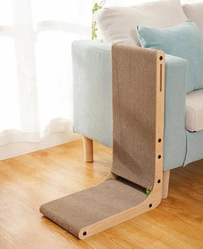 L-Shaped Interactive Cat Scratching Board – Wear-Resistant Wooden Post for Grinding Claws and Training Cats with Durable Materials
