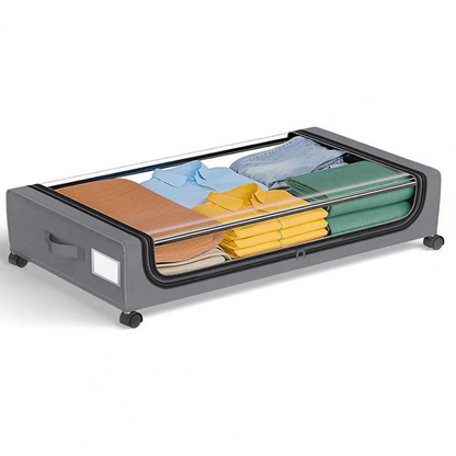 Underbed Storage Lockers with Wheels – Rolling Plastic Bins with Lids for Shoes and Clothes, Space-Saving Organizers for Dorms and Bedrooms