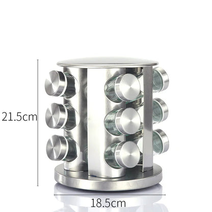 Rotating Seasoning Rack – Cross-Border Stainless Steel Kitchen Spice Organizer, 360° Rotating Storage Solution for Spices, Sauces, and Herbs