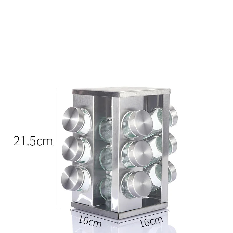 Rotating Seasoning Rack – Cross-Border Stainless Steel Kitchen Spice Organizer, 360° Rotating Storage Solution for Spices, Sauces, and Herbs