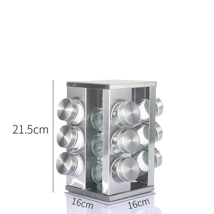 Rotating Seasoning Rack – Cross-Border Stainless Steel Kitchen Spice Organizer, 360° Rotating Storage Solution for Spices, Sauces, and Herbs