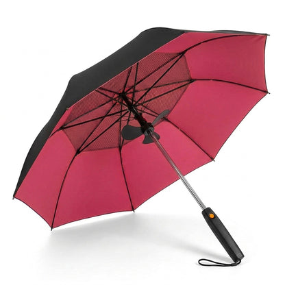 Misting Fan Umbrella – Full-Size Shade with a Built-In Fan and Hand-Pump Mist