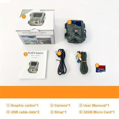 Trail Camera with Night Vision – 20MP Motion-Activated Wildlife Monitoring Camera with 0.8s Trigger and 1080P Video