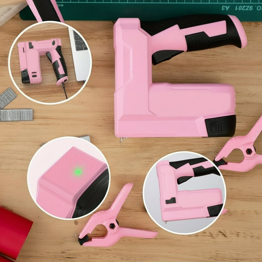 Lightweight Electric Cordless 2-in-1 Nail Gun – 20V Electric Nailer with LED Light, Adjustable Depth, Safety Guard, Battery, Charger & 1600 Nails Included