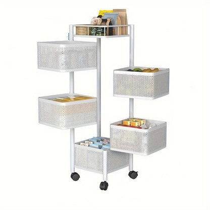 Rotating Kitchen Storage Tower – Multi-Tiered Organizer with Swivel Design for Spices, Snacks, or Beauty Products Anywhere