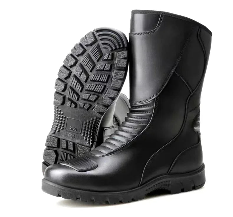 Men’s Classic Motocross Motorcycle Boots – Waterproof Touring Footwear with Reinforced Heel and Toe for Rugged Ride Comfort & Style