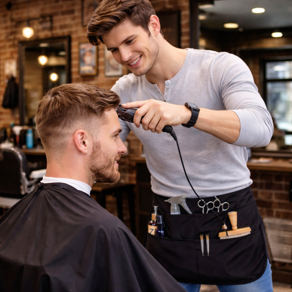 Hair Stylist Waist Apron with Pockets – Adjustable Bleach-Proof Barber Tool Belt Apron for Salon Professionals, Hairdressers and Stylists with Hair-Resistant Fabric