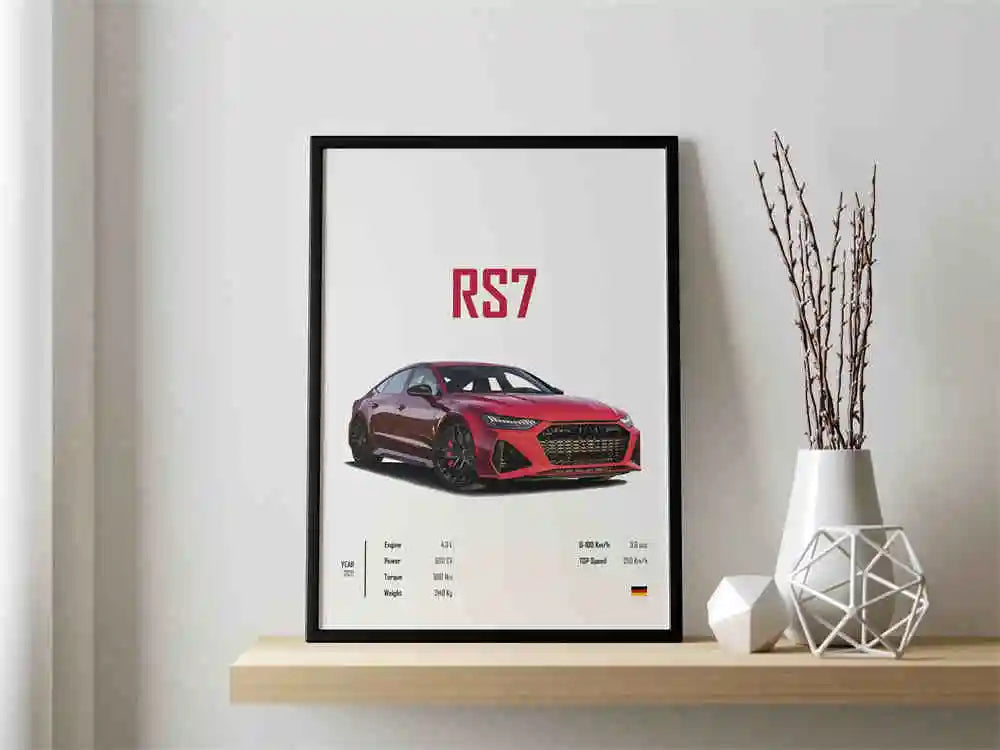 Retro German Supercar Poster Set – Pop Aesthetic Canvas Wall Art Featuring M8, M4, R8, RS6 for Garage or Home Decor