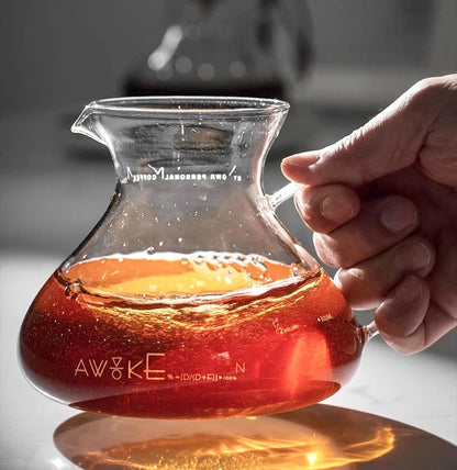 Coffee Carafe – 450ml Glass Sharing Pot with Water Level Display for Manual Brewing, Pour Over, and Barista Accessories