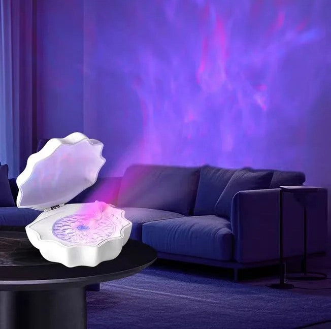 Retro Shell Shaped Bluetooth Speaker with Colorful Projection – Wireless Music & Sleep Aid Soundbox
