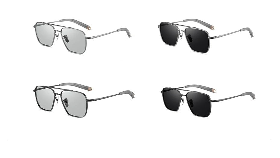 Polarized Pure Titanium Sunglasses for Men - Outdoor UV400 Photochromic Lens Eyewear, Lightweight Frame for Stylish & Safe Vision