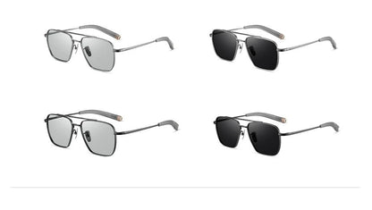 Polarized Pure Titanium Sunglasses for Men - Outdoor UV400 Photochromic Lens Eyewear, Lightweight Frame for Stylish & Safe Vision
